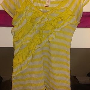 Women yellow ruffled T-shirt
